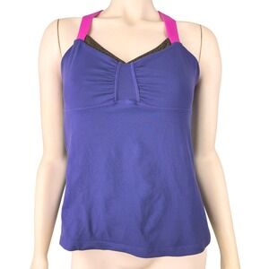 Rese Yoga Tank Top Womens Large Purple Pink Crossback Athletic Made in‎ USA